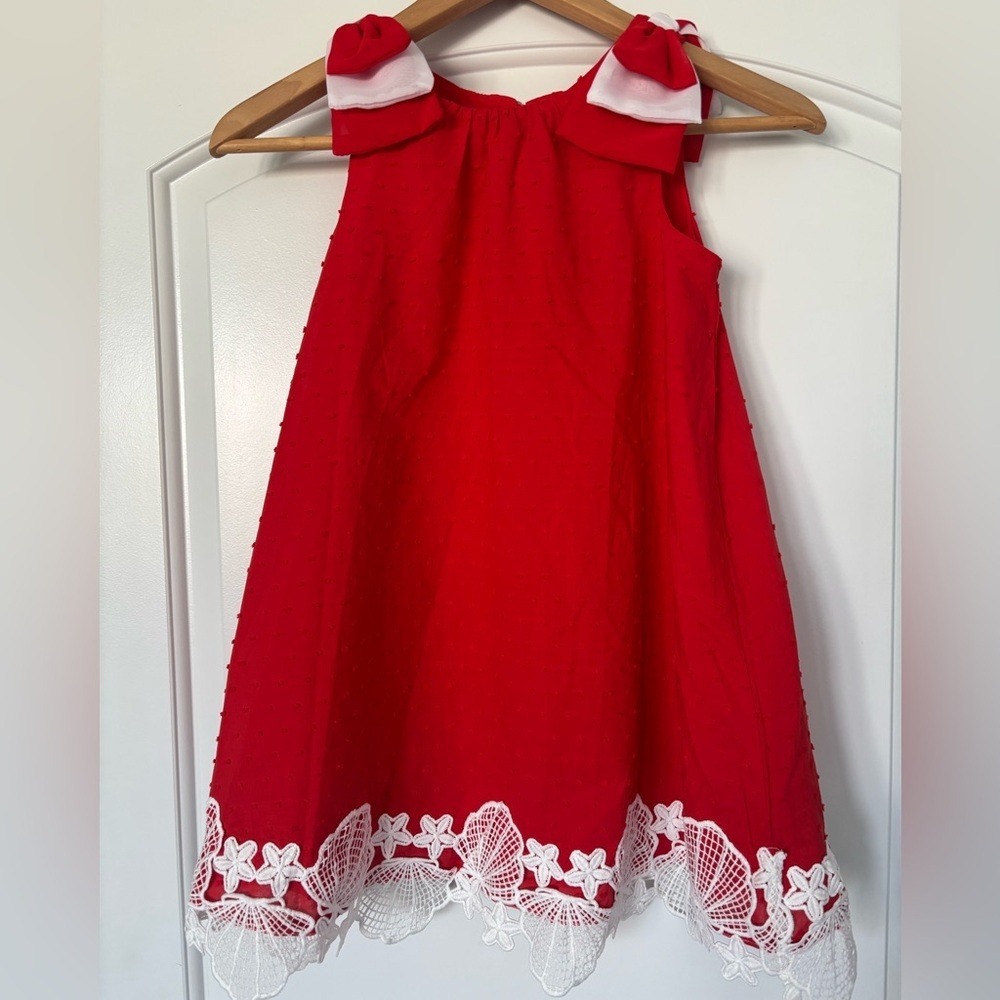 Cynthia Rowley Red Dress with White Floral Lace